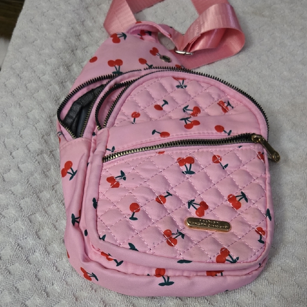 Kids Pink Cherry Quilted Sling Bag by Unknown Brand